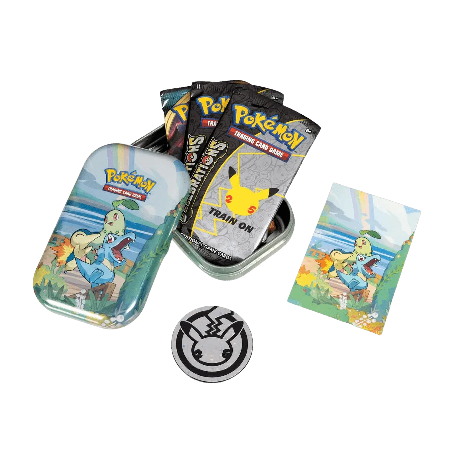Pokemon TCG: Celebrations Mini Tin - Chikorita, Cyndaquil & Totodile