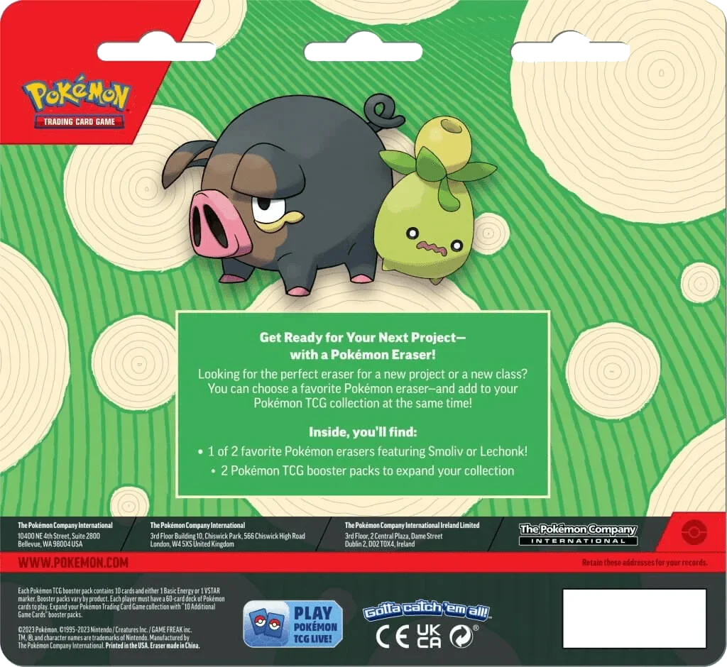 Pokemon TCG - Scarlet & Violet - Back to School Eraser Blister (2023) - Lechonk